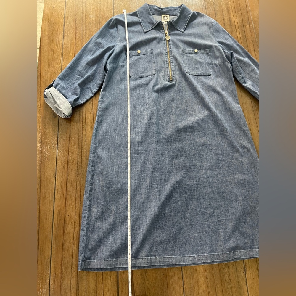 Anne Klein Denim 3/4 Sleeves Zip-Up Dress - Picture 5 of 10